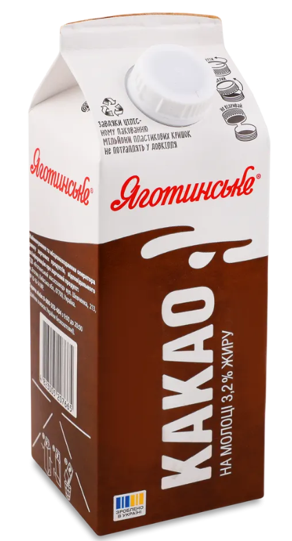 Напій молочний Яготинське какао 3,2% пюр-пак, 750г